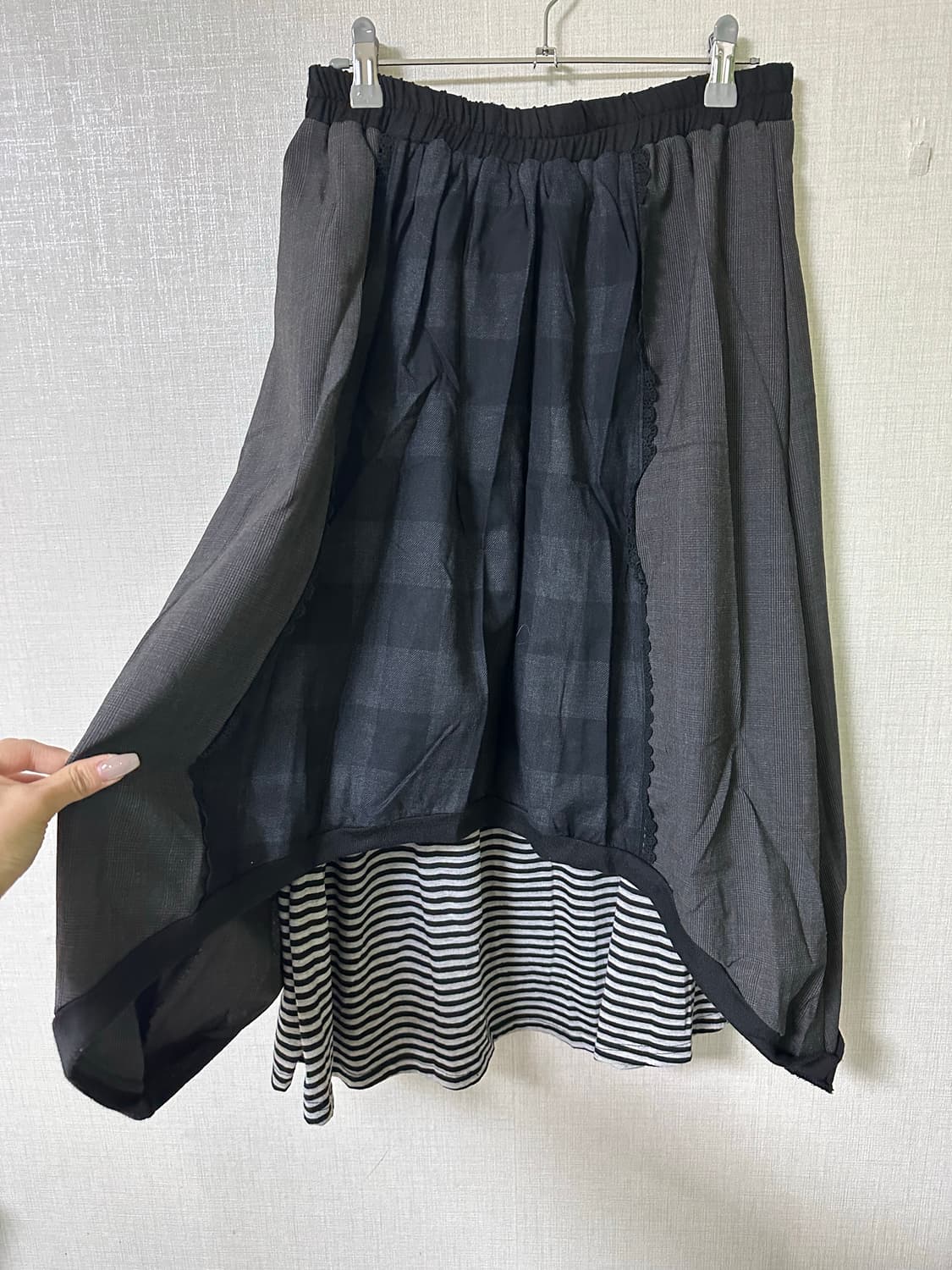 체크 레이어드벌룬핏 롱스커트 상품이미지2