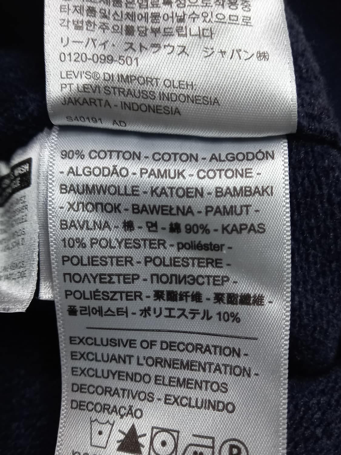 L100-XL105 새상품 리바이스 후드티 네이비 L-691 상품이미지7