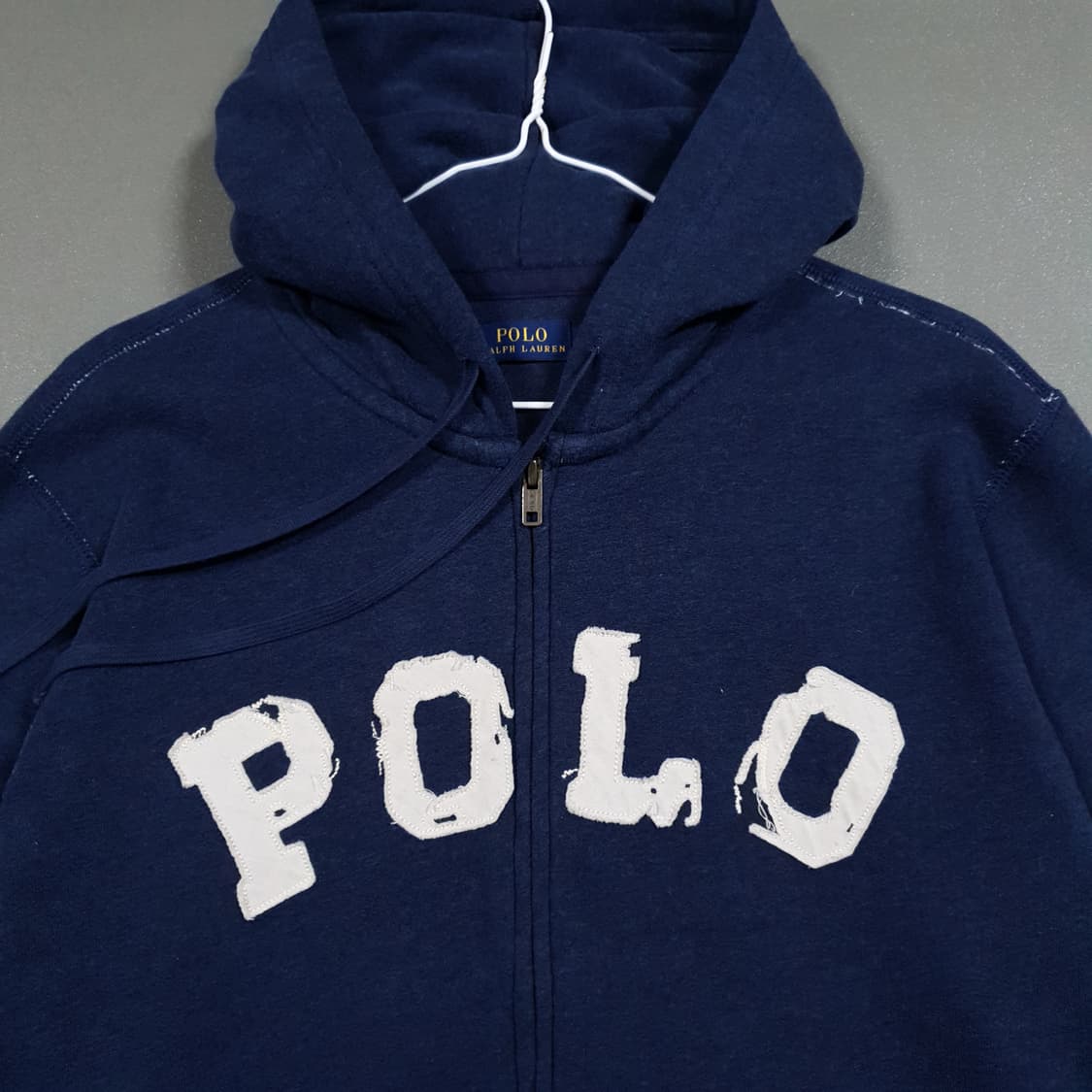 M) 폴로 랄프로렌 신형 빅로고 워시드 스웻 코튼 후드집업 자켓 네이비 상품이미지2