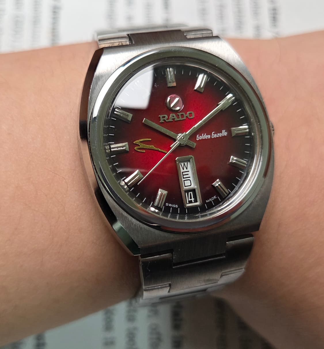 빈티지 라도 골든가젤 투톤레드(붉은말의해) 데이데이트 오토매틱 브레이슬릿 상품이미지10