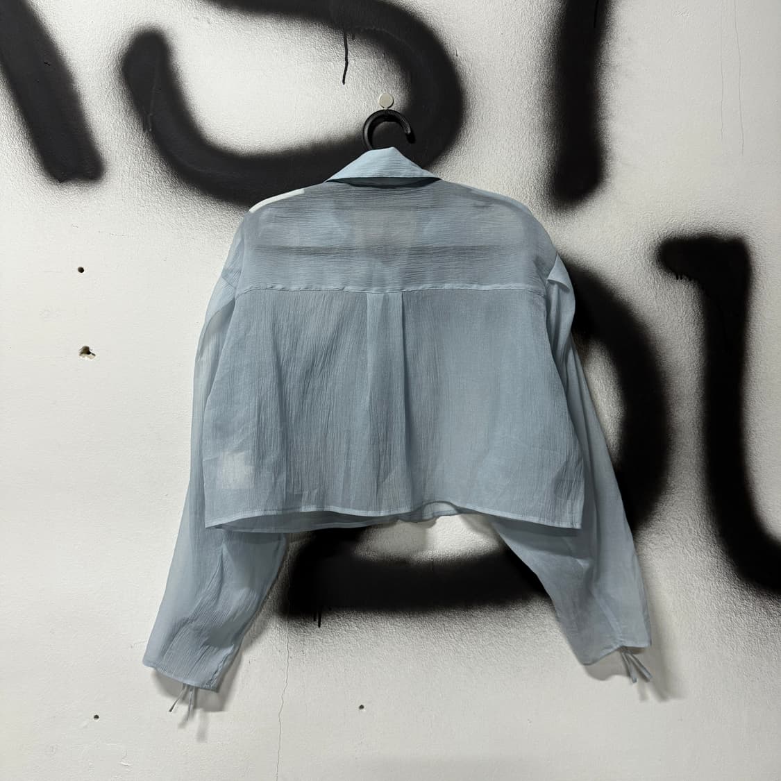 VTG 빈티지 셔링 디테일 시스루 크롭 셔츠 상품이미지2