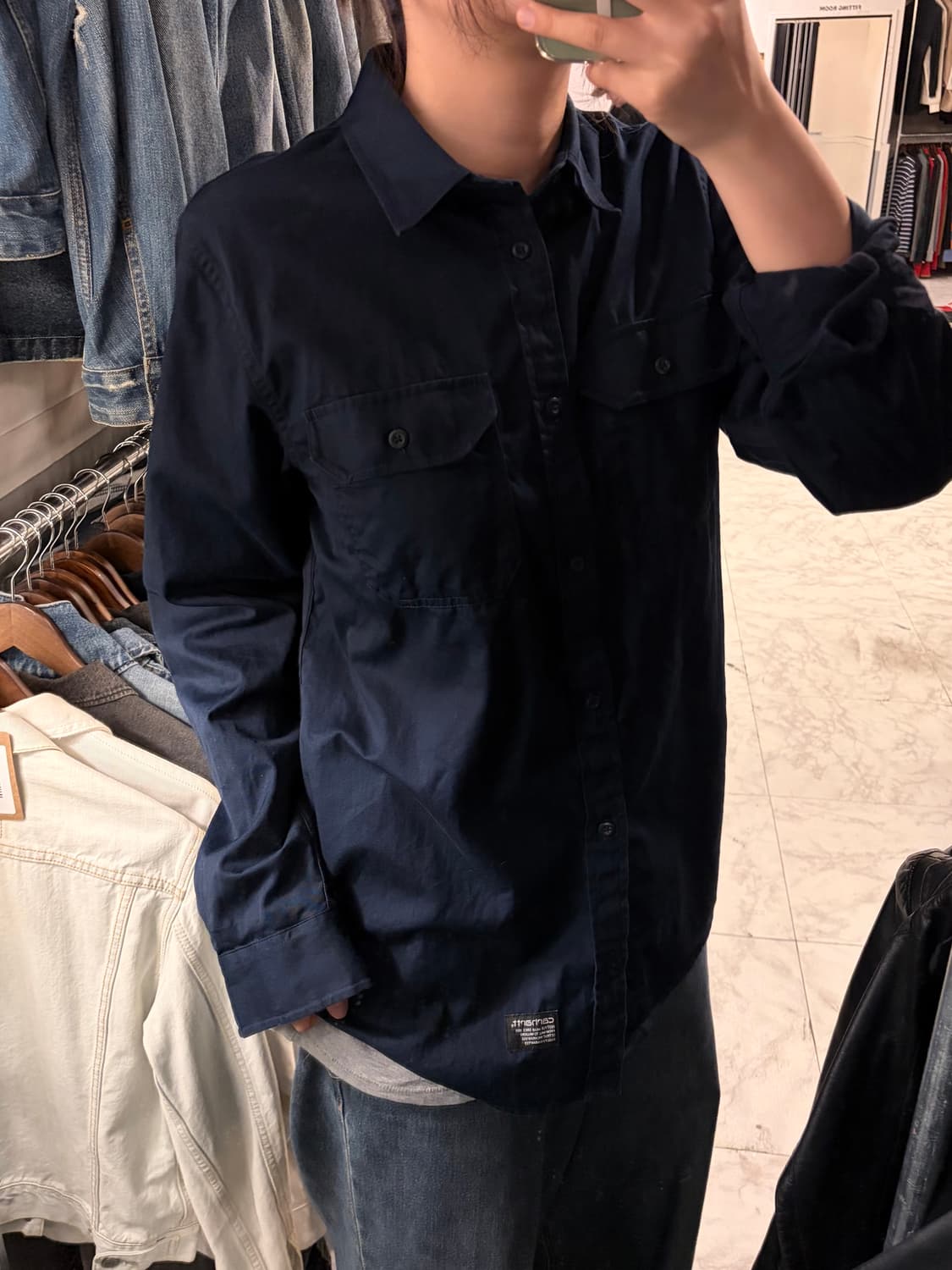 (M/정품) 칼하트 코튼 워크 셔츠 네이비 a1 상품이미지1