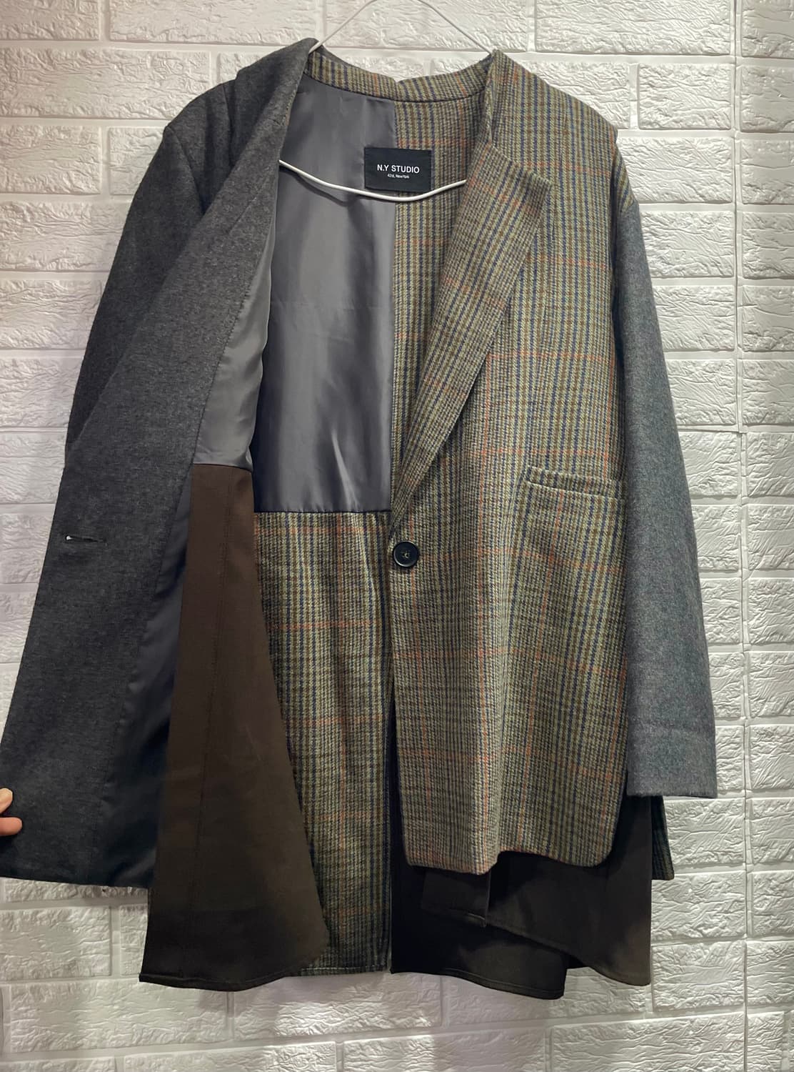 비지트인뉴욕 체크배색 울자켓66(정가32만) N.Y스튜디오 하객룩출근룩 상품이미지3