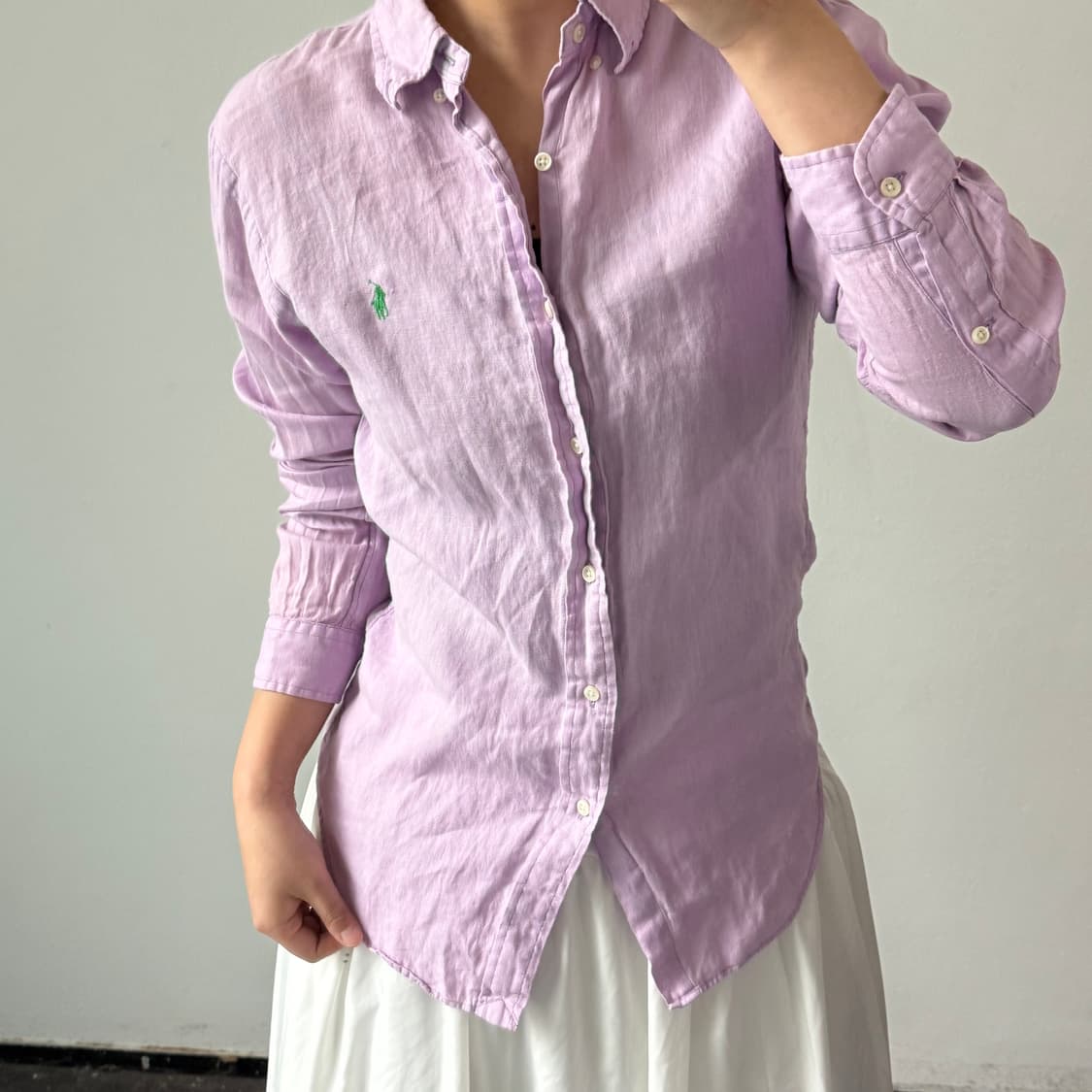 [S] 폴로 슬림핏 퍼플 린넨 셔츠 상품이미지1
