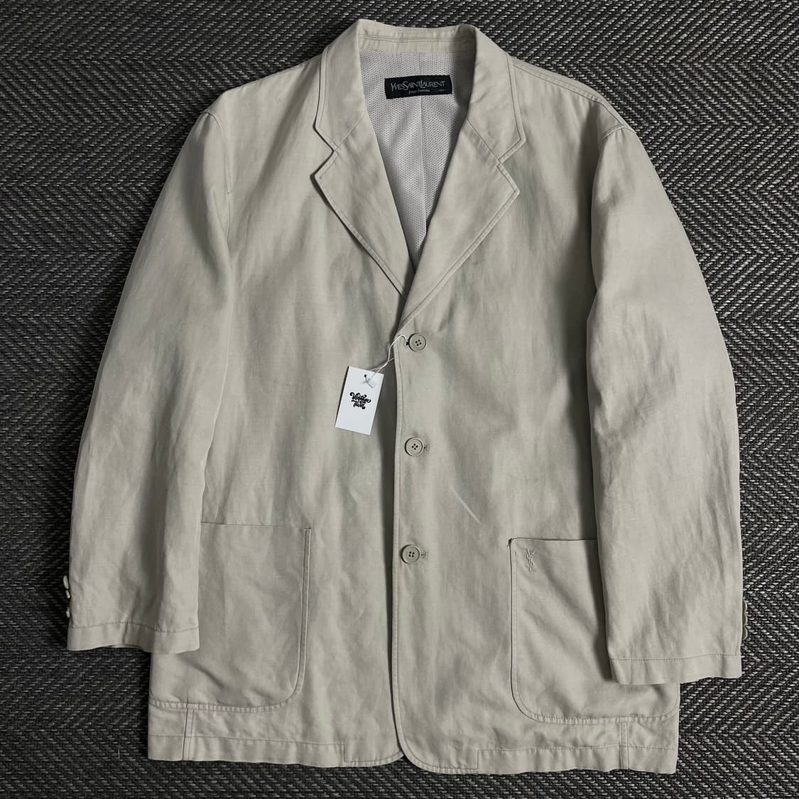 90s 입생로랑 자수로고 아카이브 치노 블레이저 자켓o 3556 상품이미지1