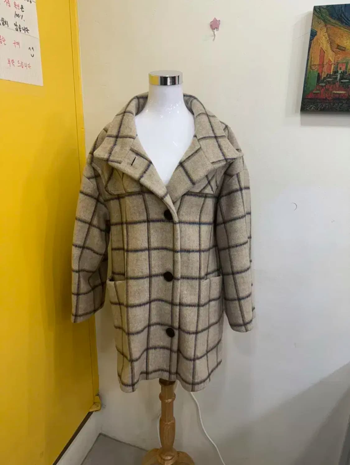 LAP 어반 울 체크 하프 코트 상품이미지4