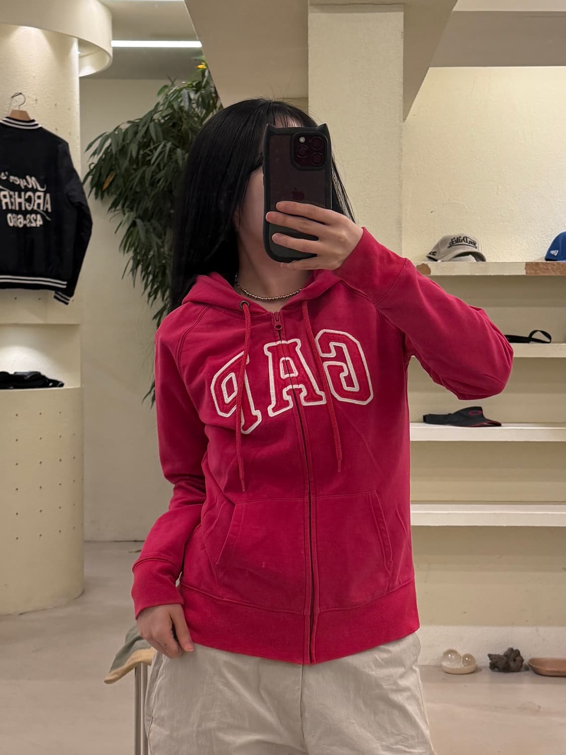 갭 빅로고 올드스쿨 핑크 후드 집업 U118 상품이미지1