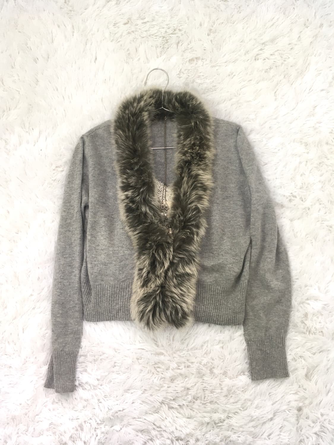 jpn vintage charcoal fur hook cardigan 상품이미지5