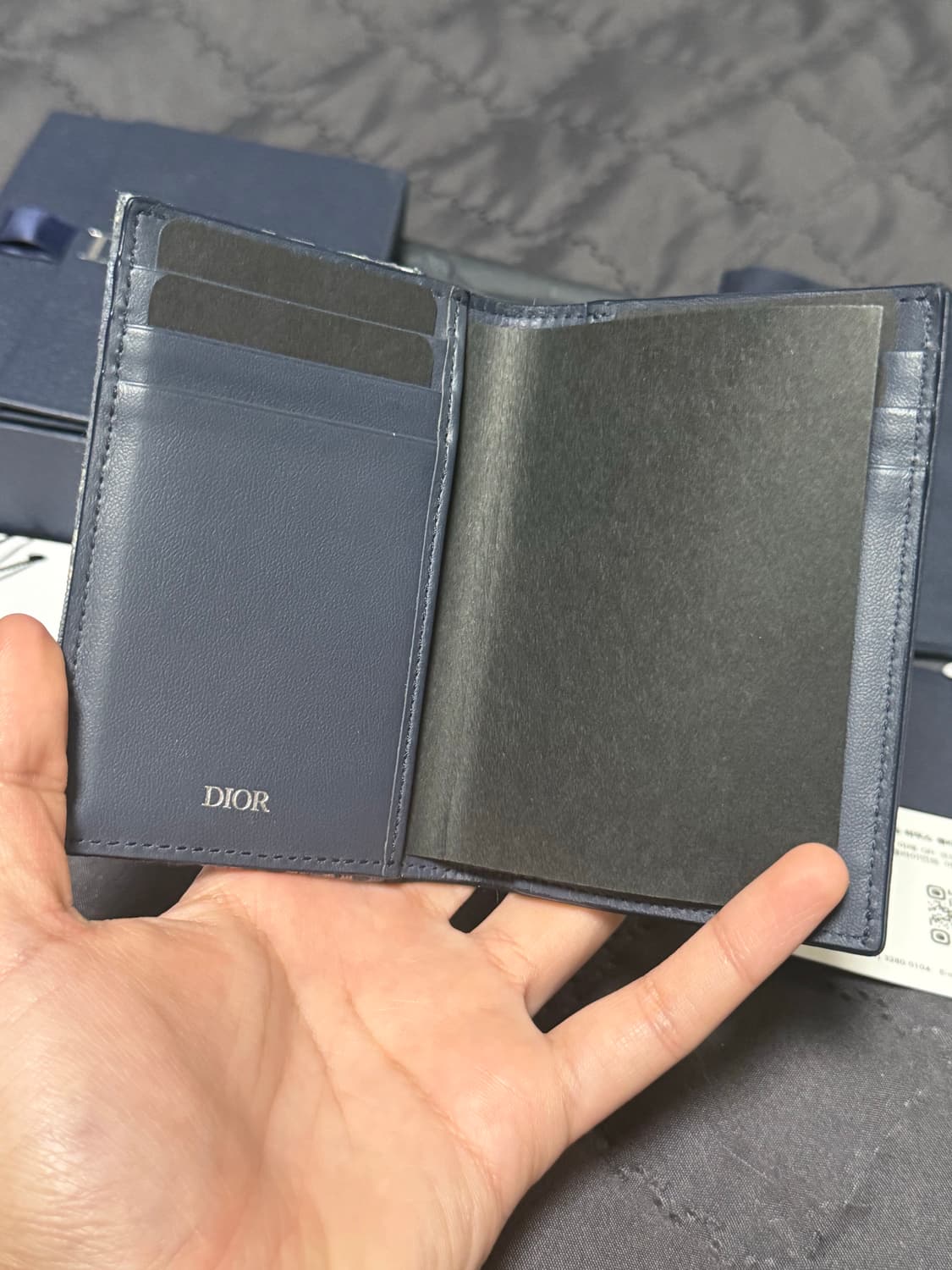 디올 오블리크 자카드 새들 오거나이저 카드지갑 블루 상품이미지3