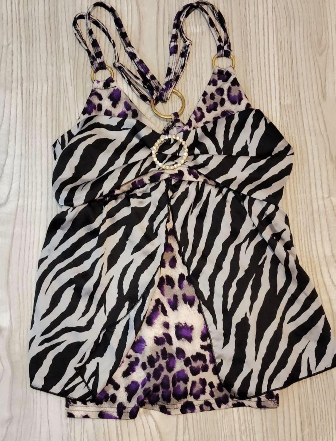 D.i.A 레오파드 지브라 큐빅 나시 탑 오네갸루 갸루  상품이미지1
