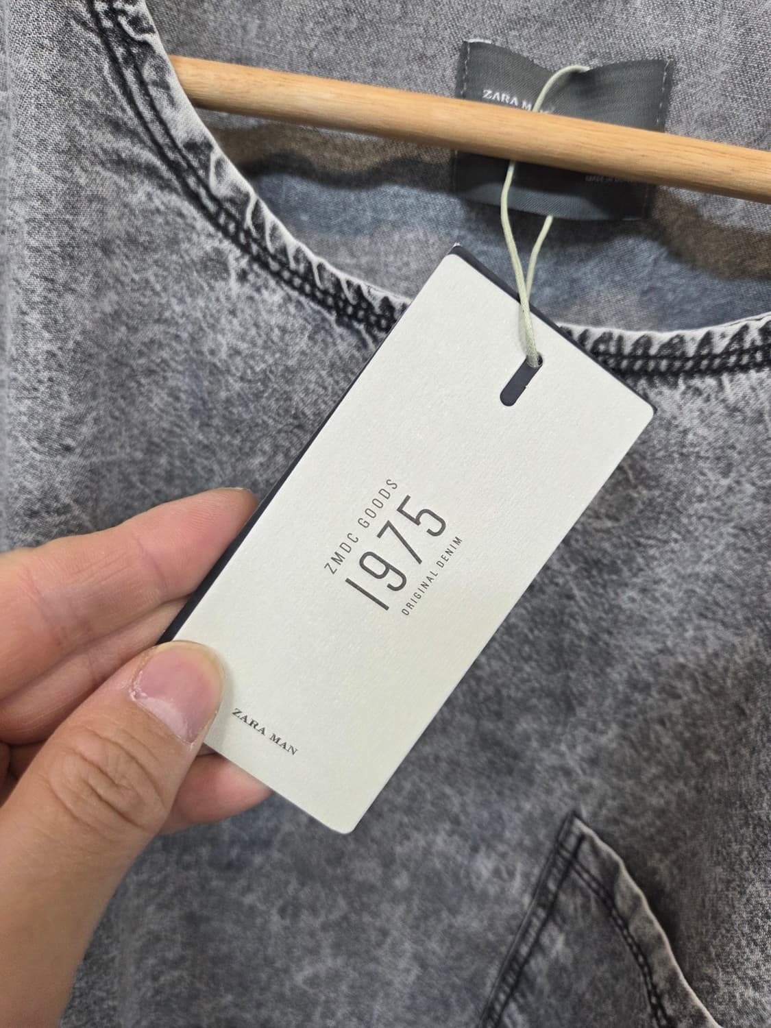 자라 유넥 데미지 그레이 데님반팔 xl 오버핏  상품이미지5