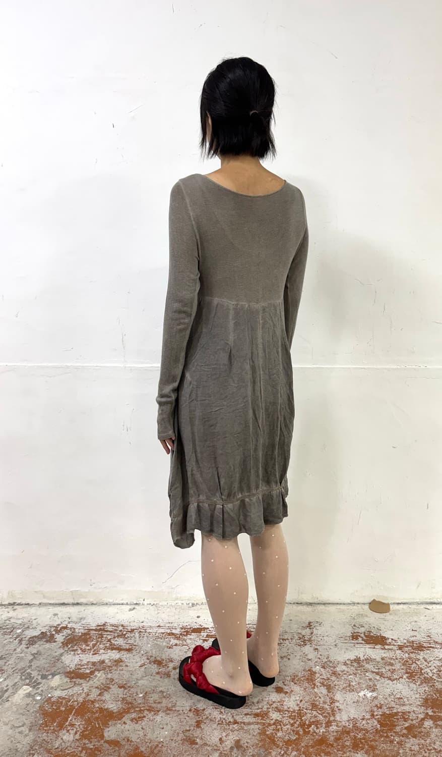 Vintage Grunge Asymmetrical Gray Dress 상품이미지9