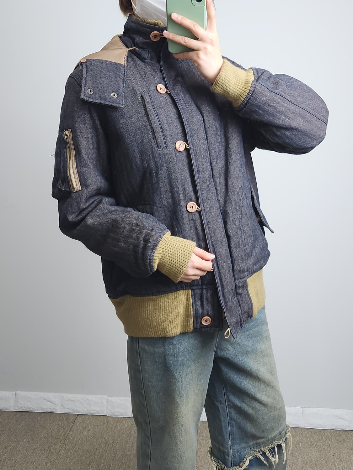 헤링본 후드 패딩점퍼 상품이미지2