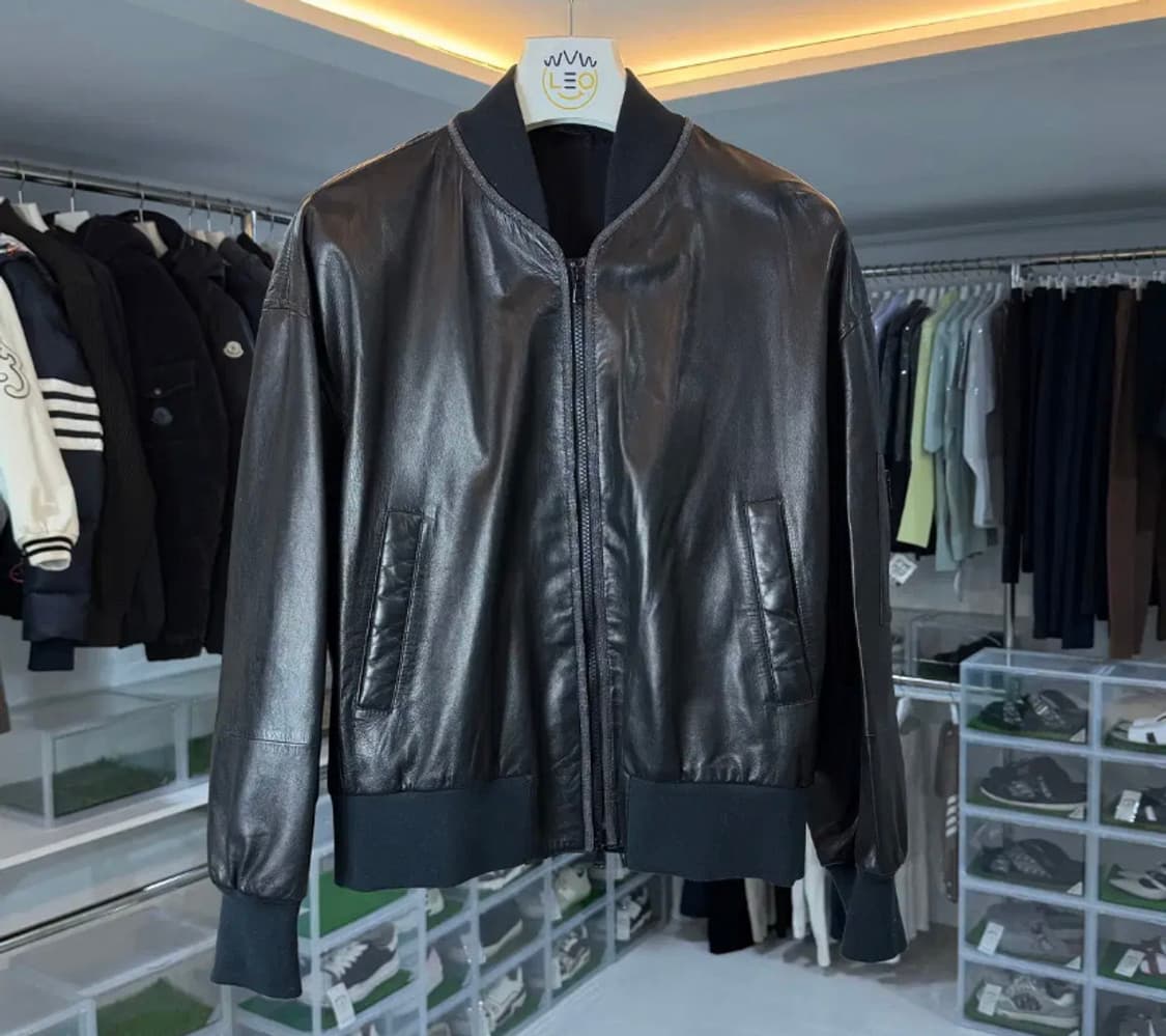 [리테일가1200, 브루넬로 쿠치넬리 레더 봄버 미니멀 하이엔드 자켓 블 상품이미지1