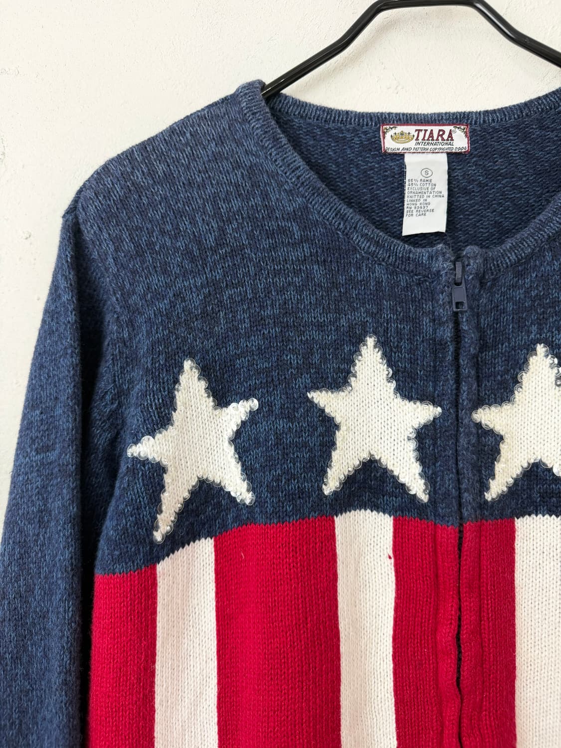 00s 빈티지 아메리칸 플래그 니트 집업 상품이미지2