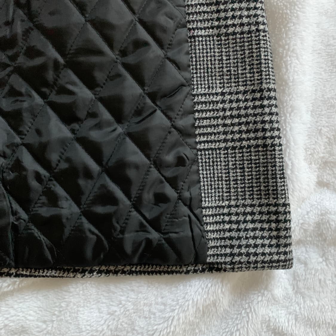 빈티지 체크 원버튼 누빔 울 롱코트 상품이미지6