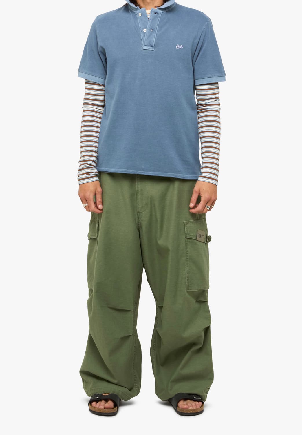 [XL] ERL 스크립트 폴로 티셔츠 블루 상품이미지4