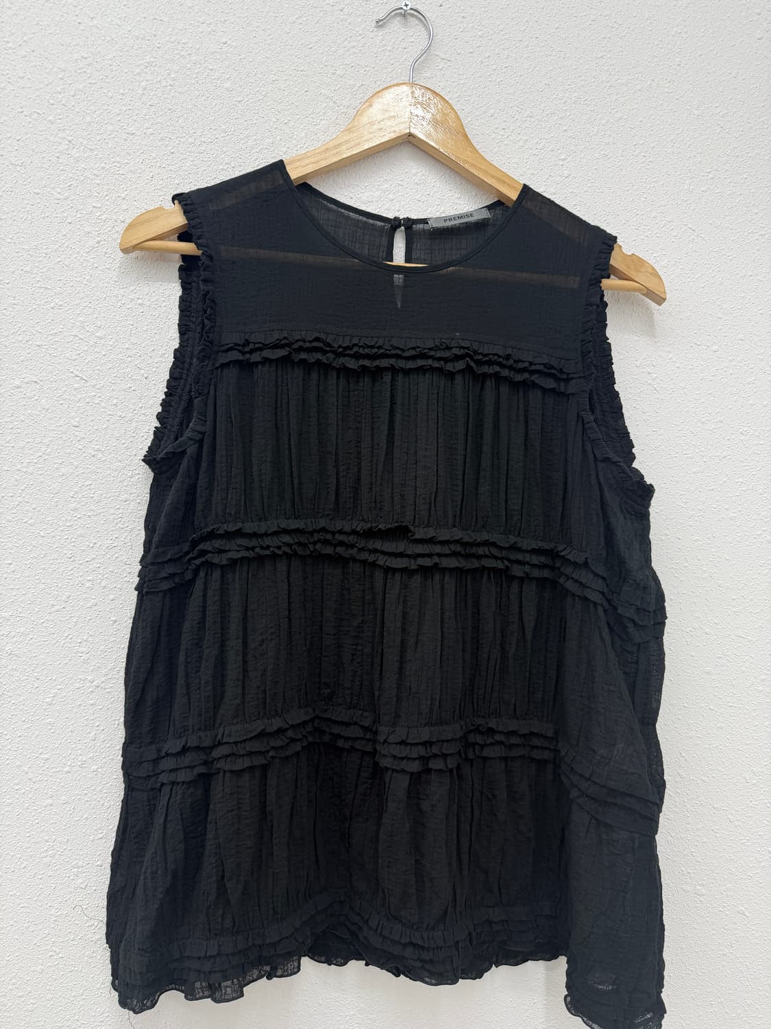 빈티지 PREMISE 블랙 프릴 레이어드 슬리브리스 상품이미지2