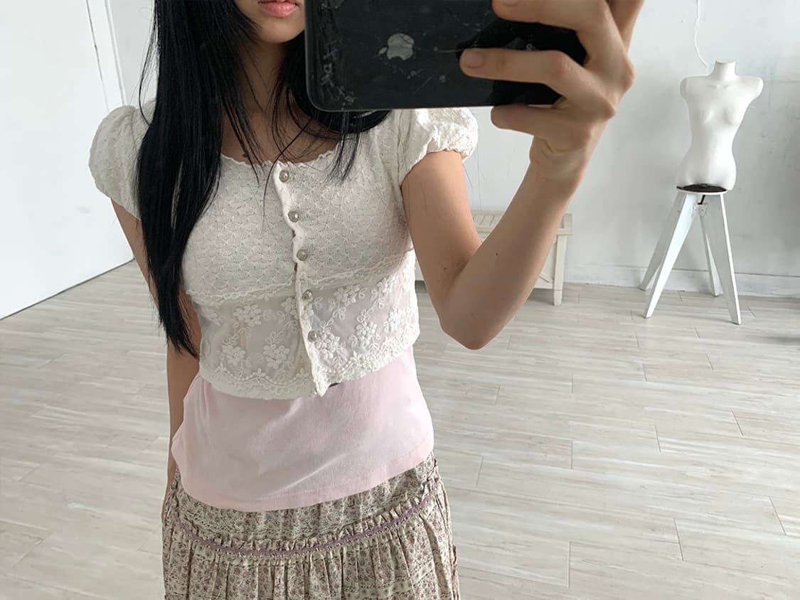 ROJITA Ivory Romantic Cropped Cardigan 상품이미지1