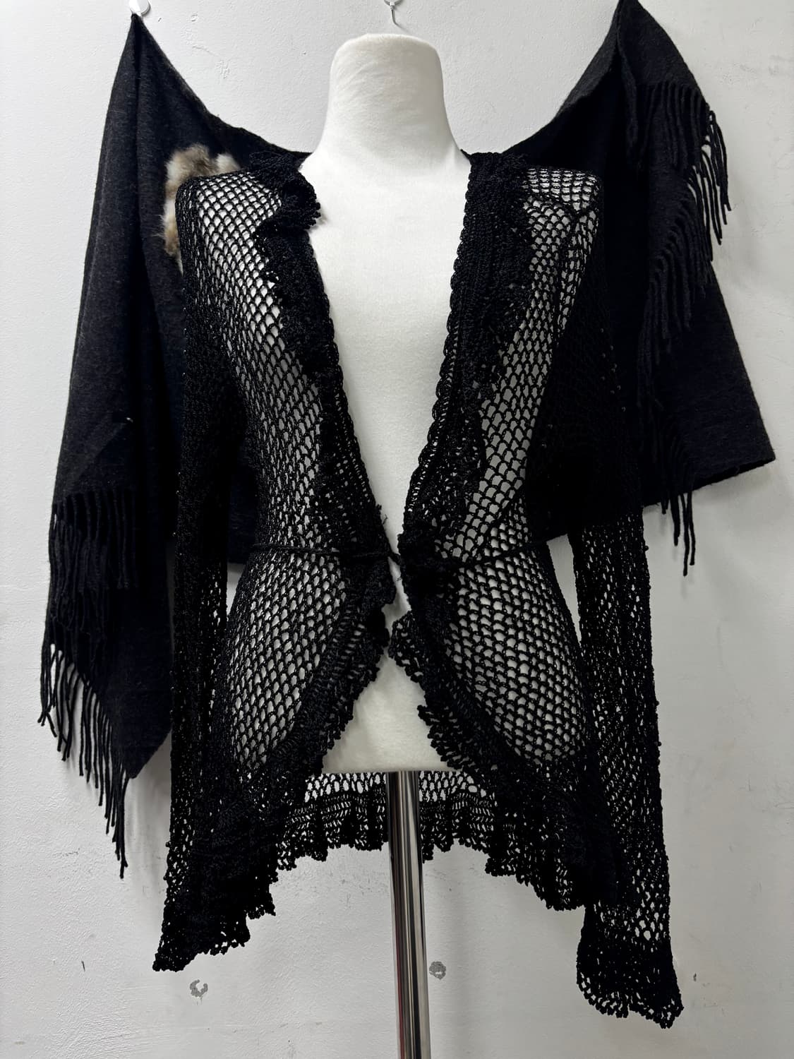 “Vintage”Y2K Mood Black Mesh Cardigan 상품이미지1