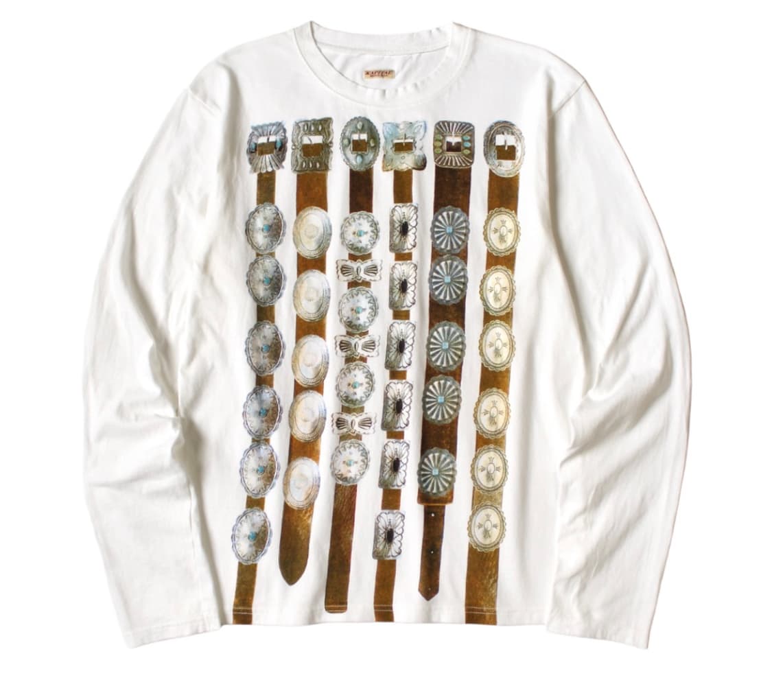 2) 캐피탈 20 커튼 콘초 프린트 저지 크루 롱 티셔츠 화이트 상품이미지1