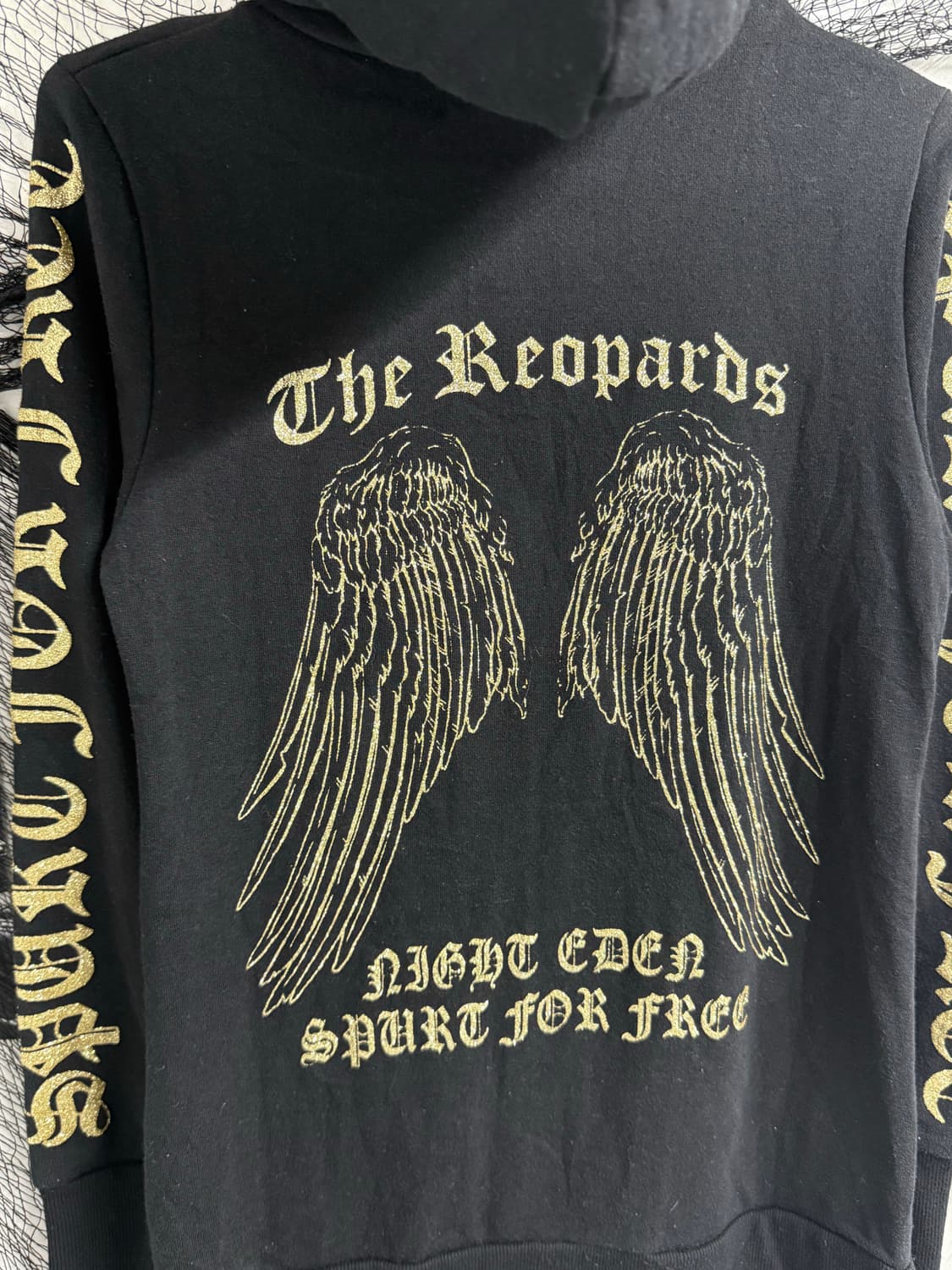 00s punk wing printing long hood zip up  상품이미지3