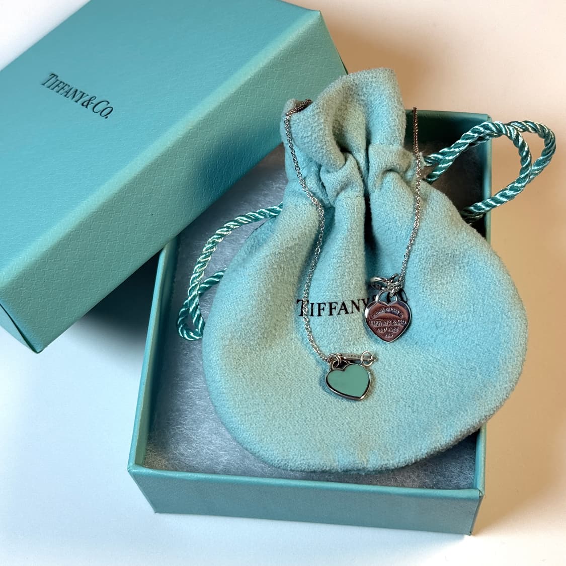 티파니 앤 코 리턴 투 티파니 더블 하트 태그 목걸이 민트 상품이미지1