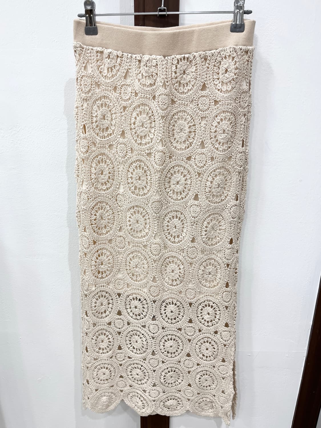 Crochet ivory knit long skirt 상품이미지8