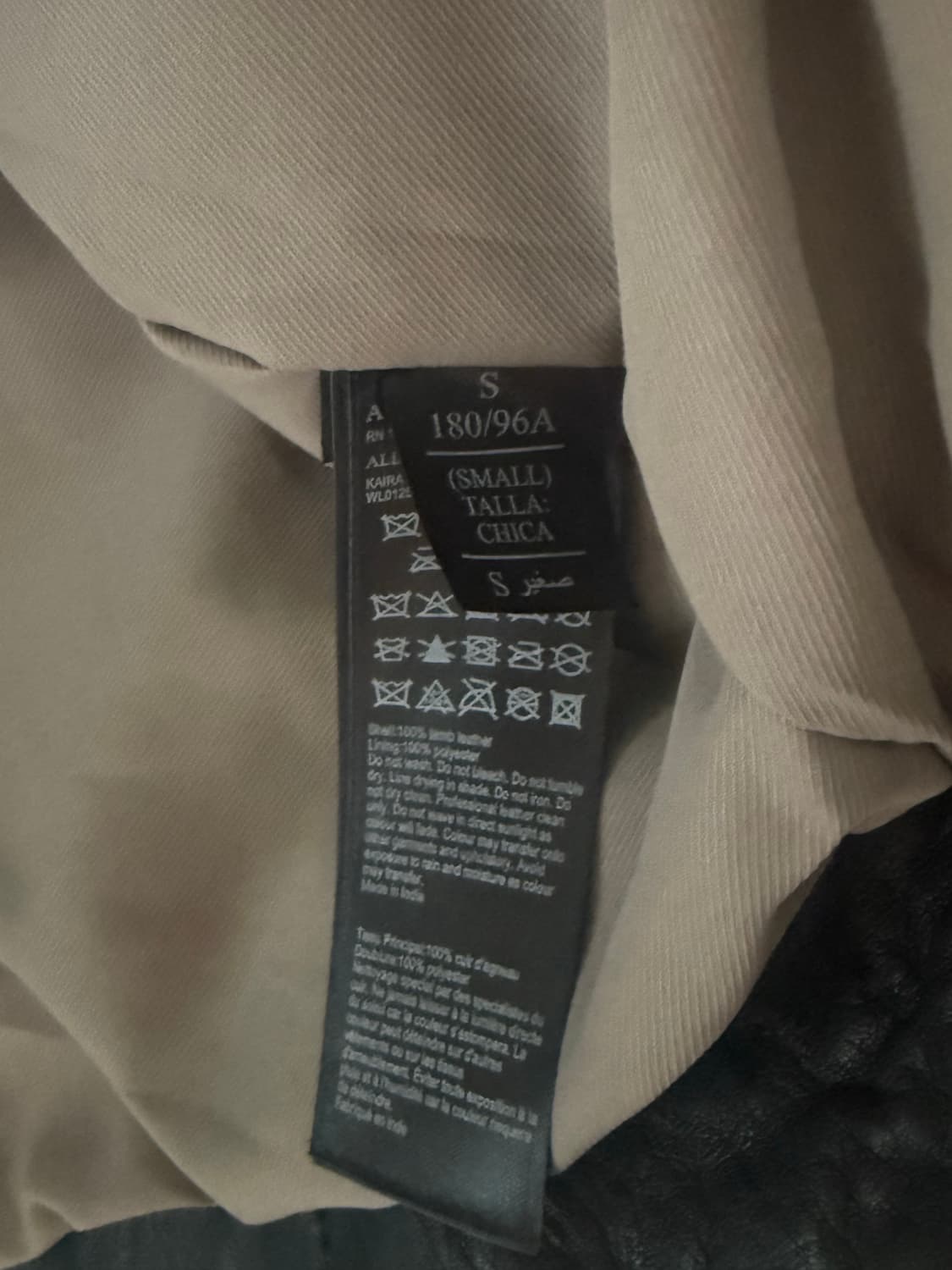 AllSaints 블랙 가죽 라이더 자켓 S 상품이미지3