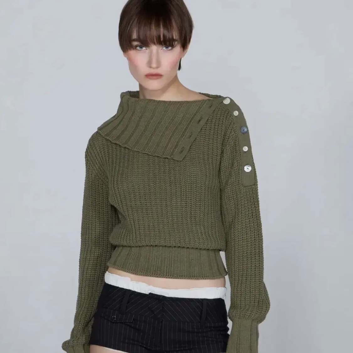 스컬프터 Funnel Neck Sweater Khaki  L 상품이미지1