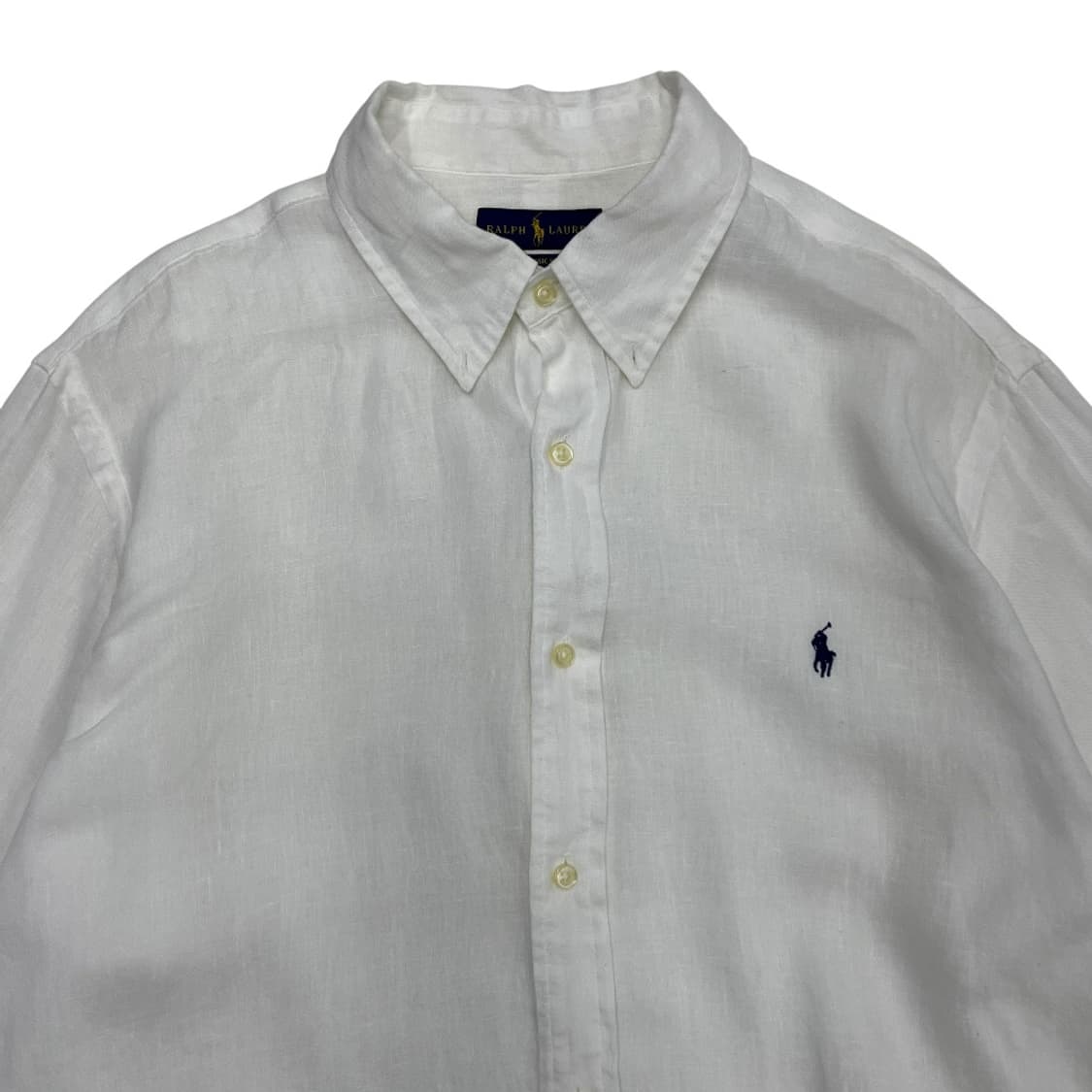 폴로 랄프로렌 네이비포니 화이트 린넨 셔츠 XL 상품이미지3