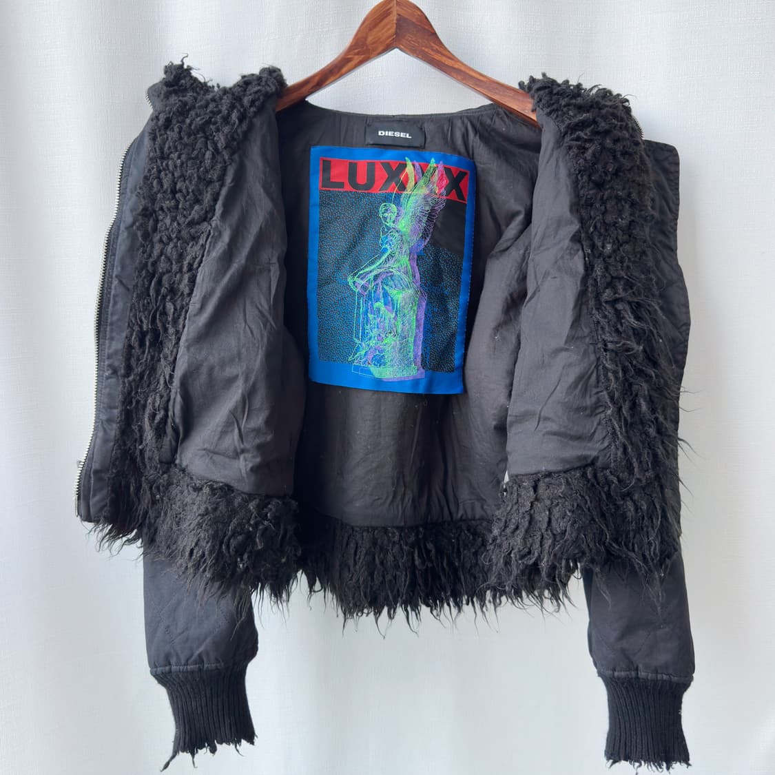 디젤 N-2B 투웨이 퍼 후드 자켓 블랙 90(S) 상품이미지8