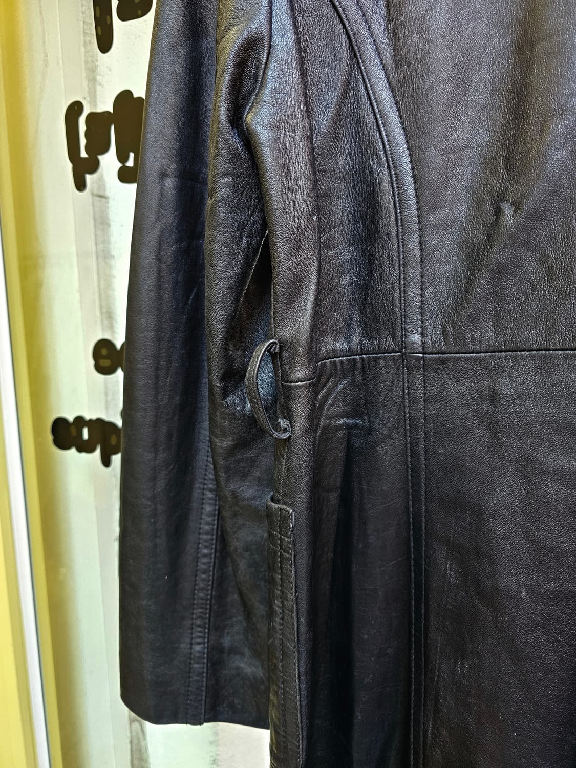 90's Mon Tresor  블랙 램스킨 더블 롱자켓 상품이미지7