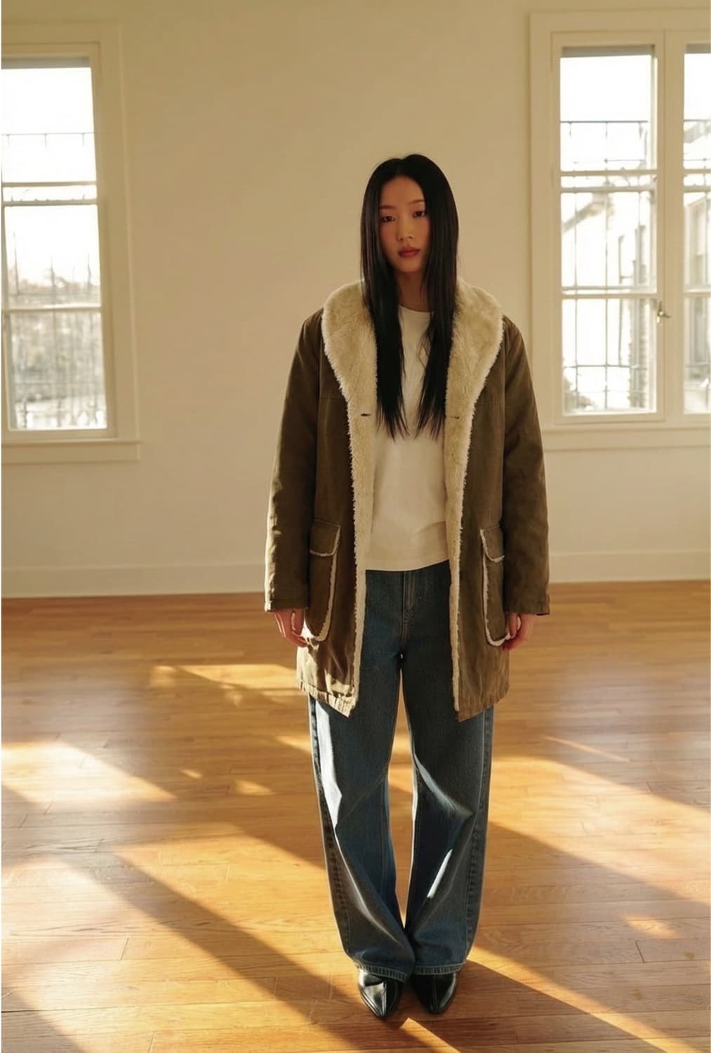 M]90s 맥그리거 Mcgregor 스웨이드 쉐르파 퍼 라이닝 자켓 코트 상품이미지6