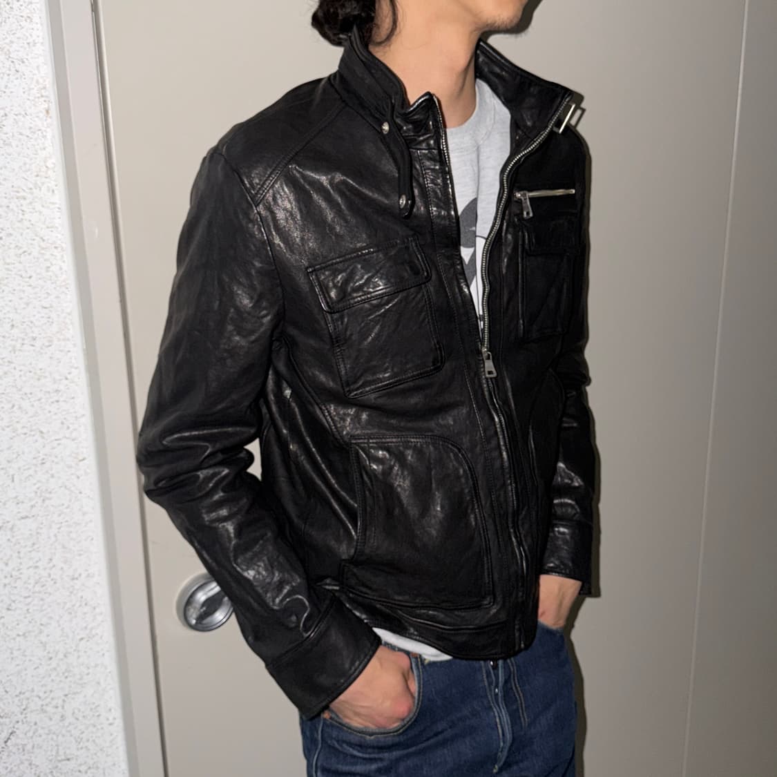 멀티포켓 이태리 레더 자켓 상품이미지1