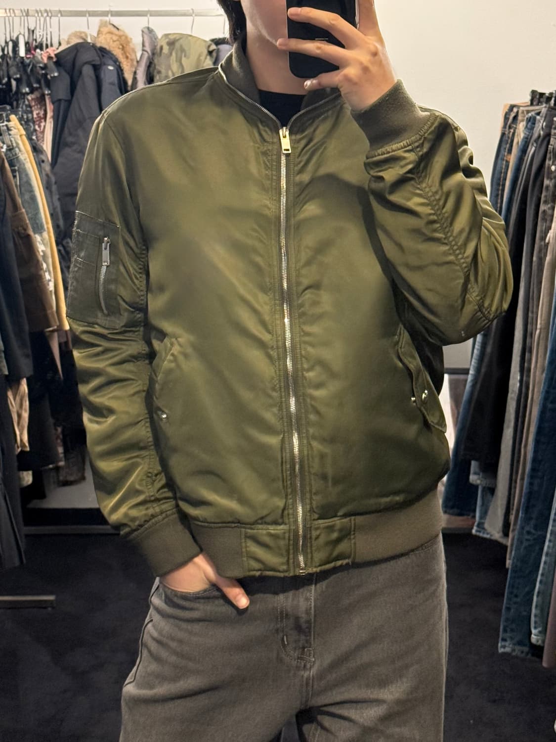 PLAC 플랙 카키 항공 ma1 ma-1 봄버 블루종 L 100 지퍼 상품이미지1