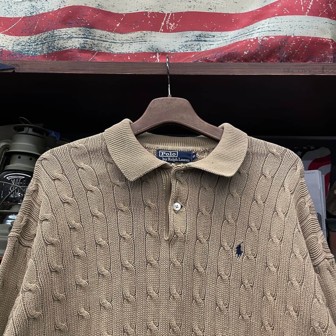90s 폴로 랄프로렌 PK 카라 풀 오버 꽈배기 니트 스웨터 상품이미지3