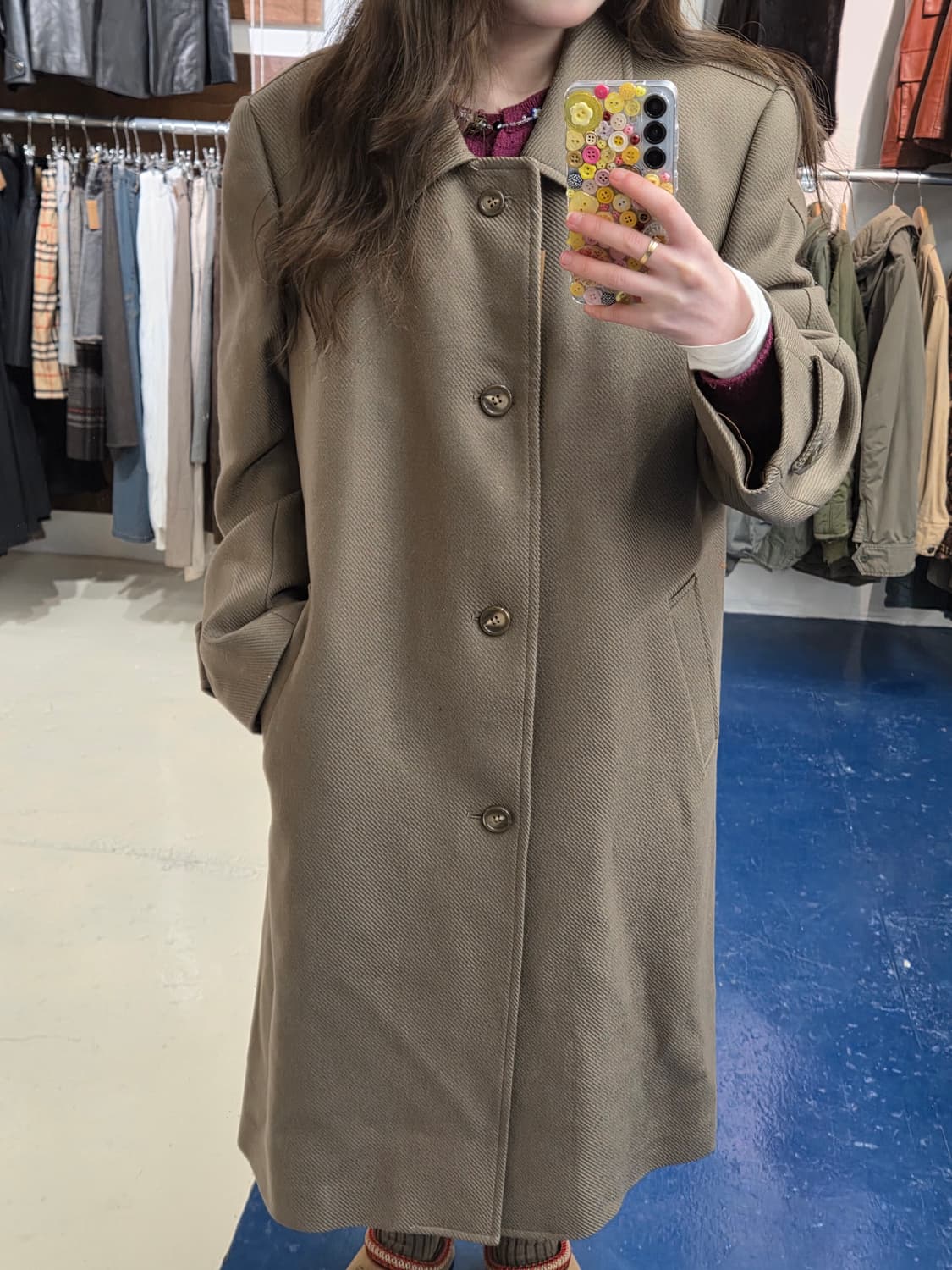 2000s YSL 입생로랑 베이지 롱 코트 상품이미지1