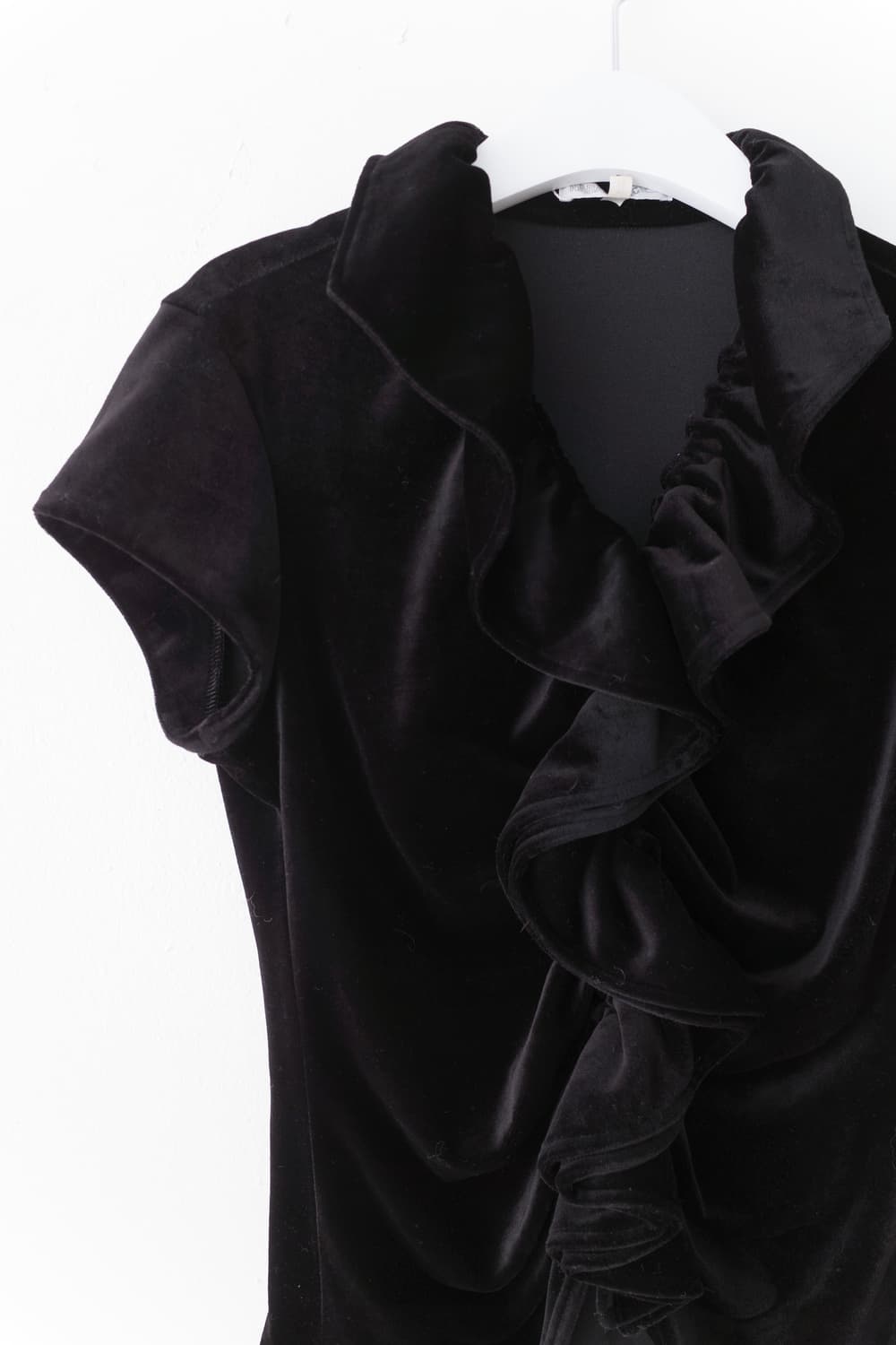 naracamic) velvet ruffle half T  상품이미지2