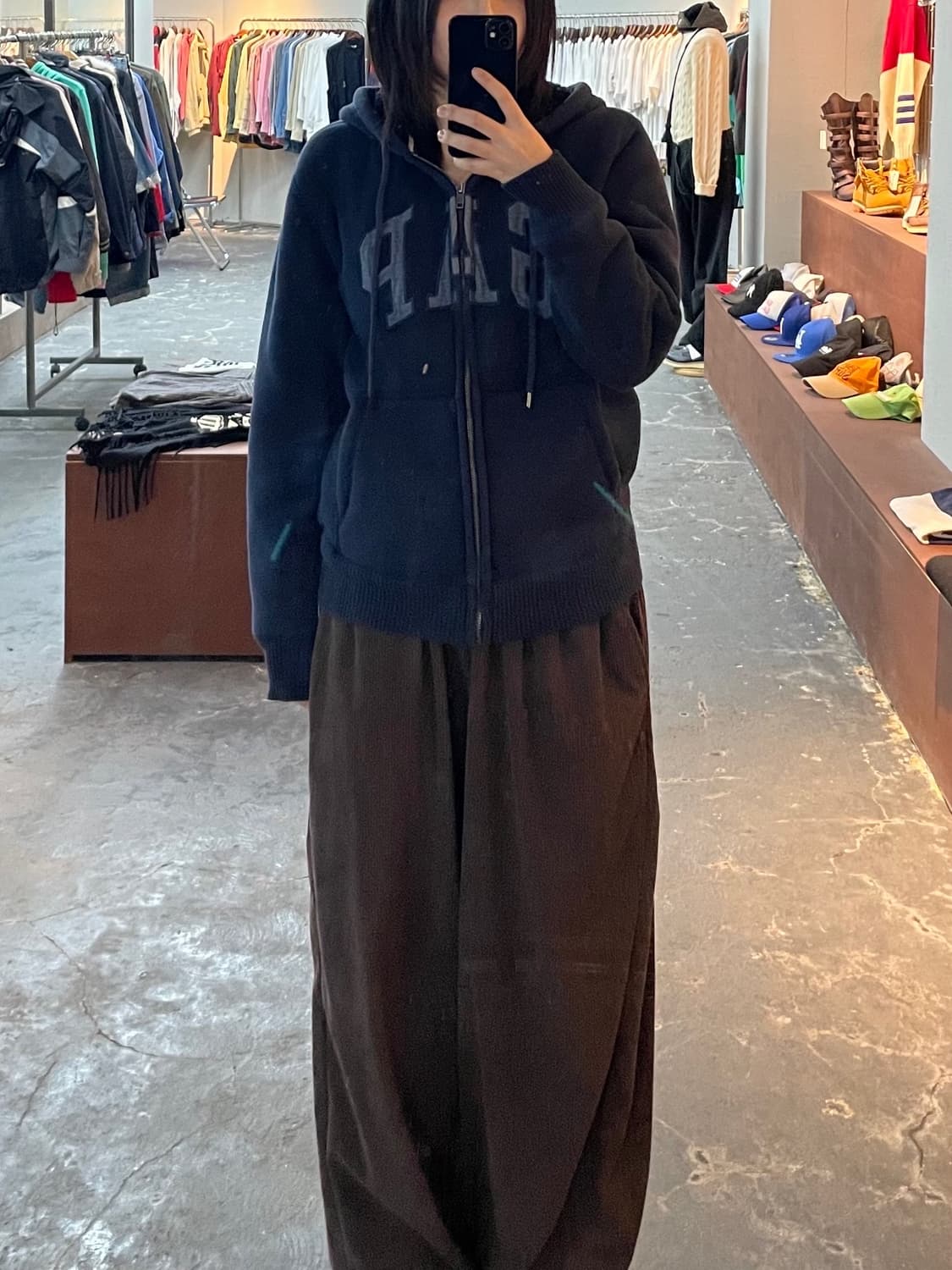 갭 네이비 로고 보아털 후드집업 H992 상품이미지1