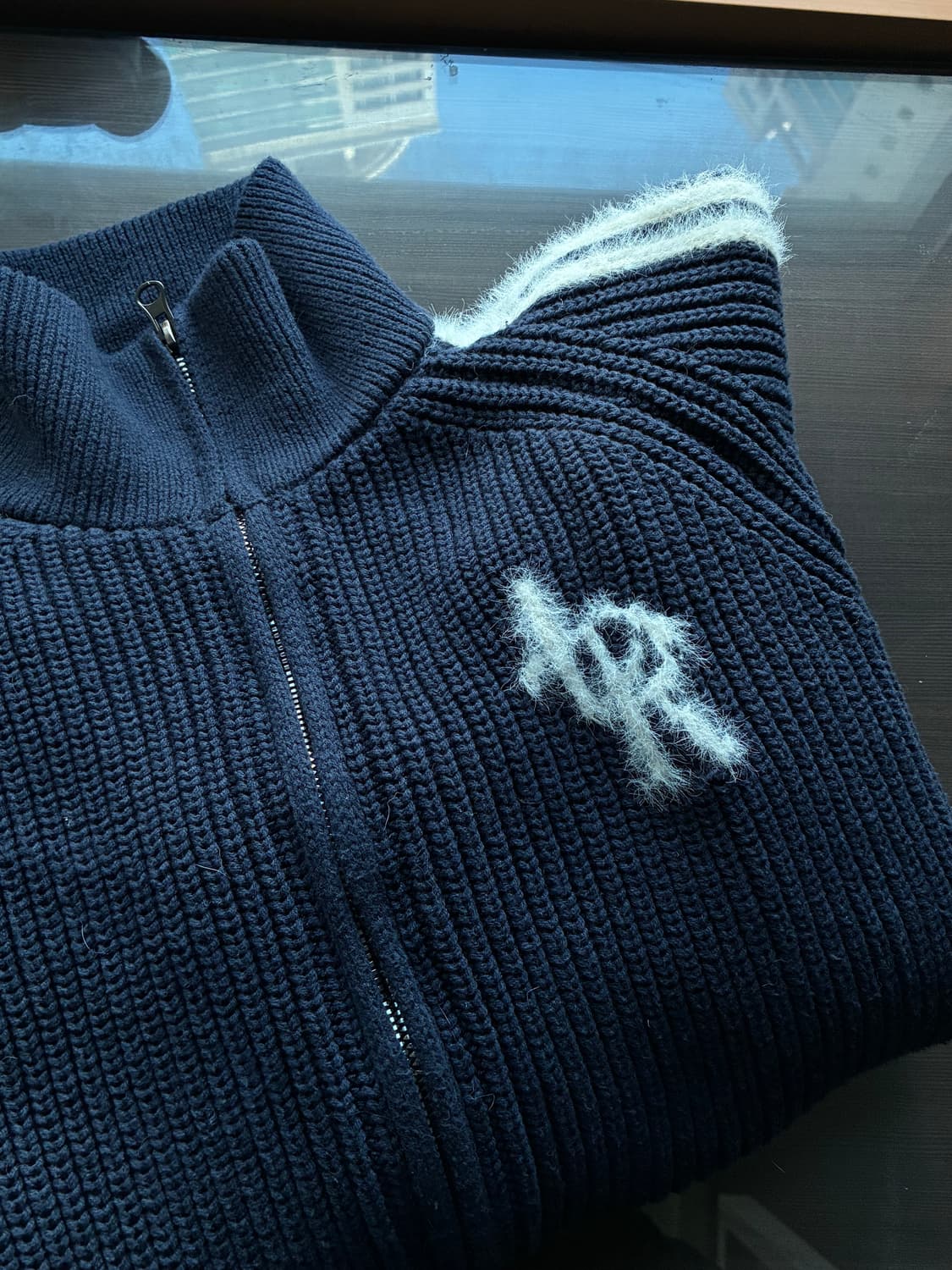 (M) 레더리 레글런 트랙 니트 집업 NAVY 판매 상품이미지8