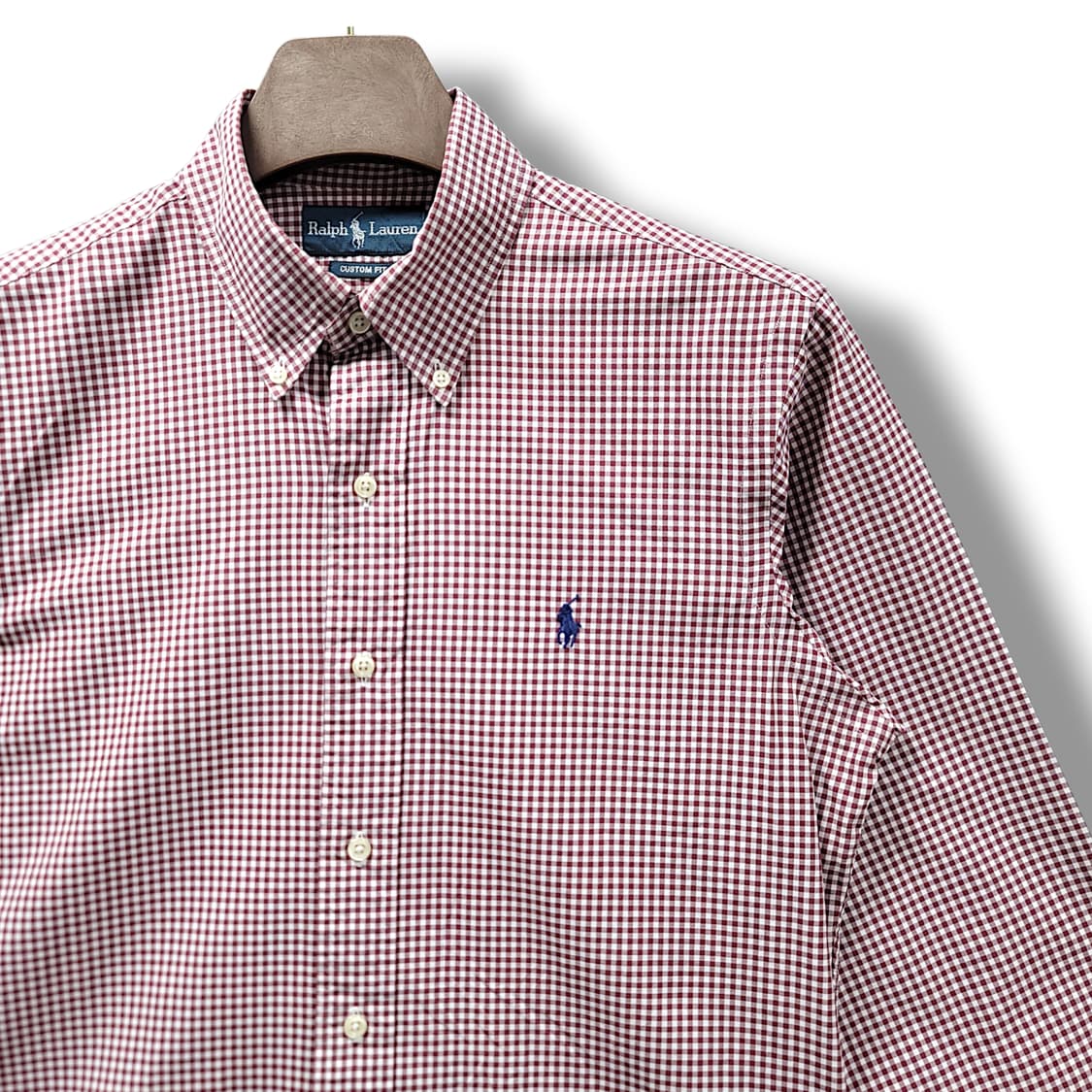 [M] 폴로 브라운&화이트 깅엄 커스텀핏 긴팔셔츠 상품이미지4