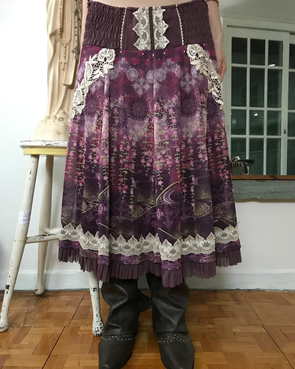 vintage pattern lace skirt  상품이미지2