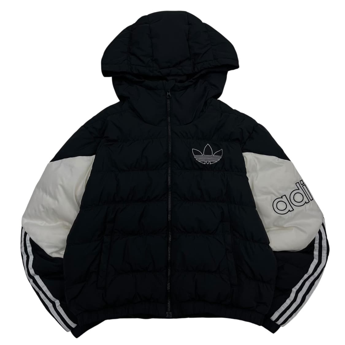 아디다스 자수로고 화이트배색 블랙 패딩 S 상품이미지5