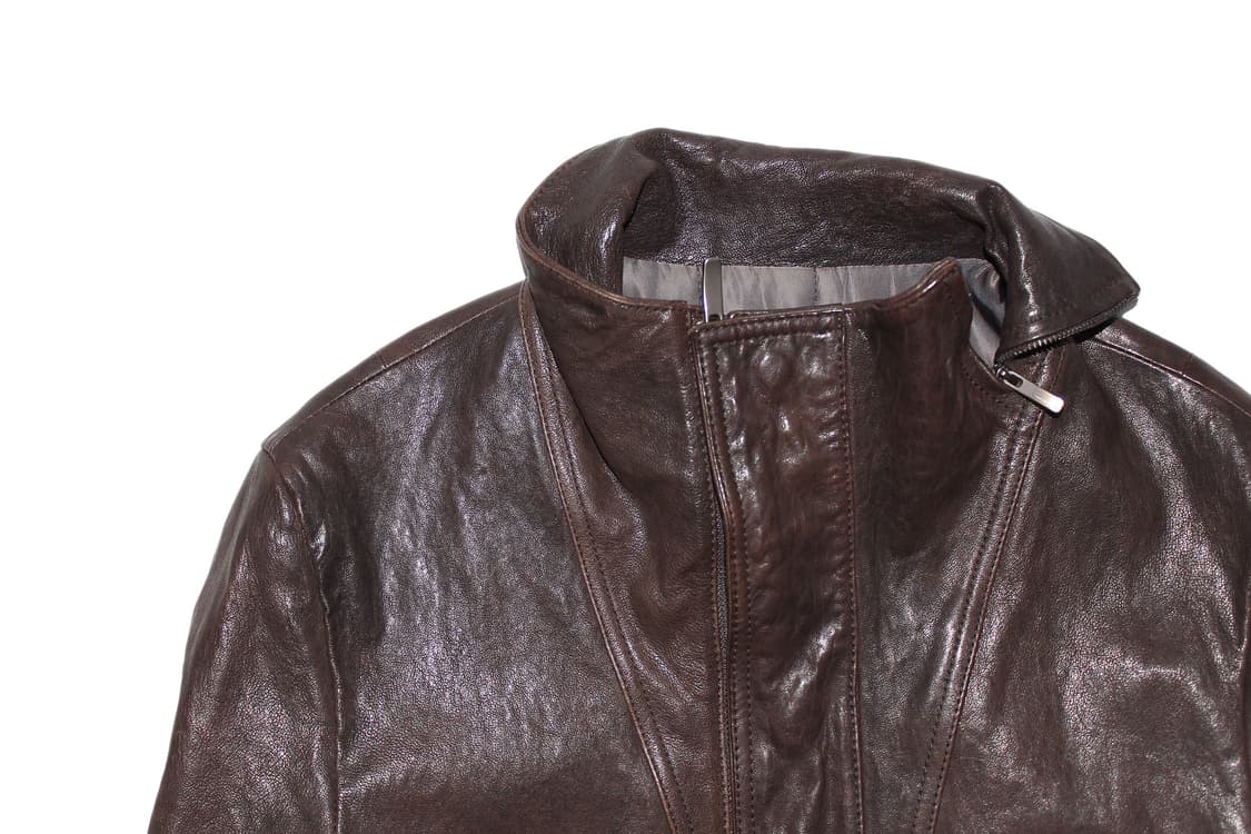 WOOYOUNGMI 우영미 하이넥 고트스킨 레더 바이커 자켓 상품이미지2