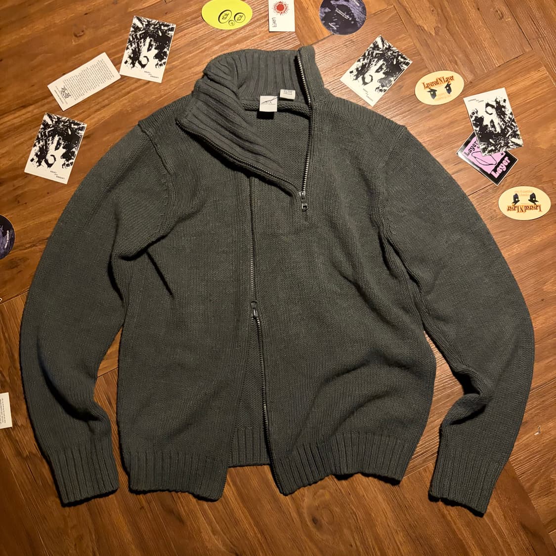 ARMANI EXCHANGE 더블 집업 비대칭 니트 자켓 상품이미지1