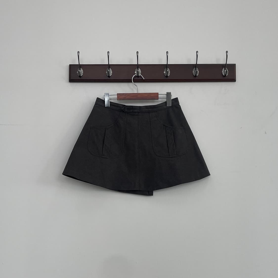 아페쎄 다크 브라운 레이어드용 랩 미니 스커트 상품이미지2