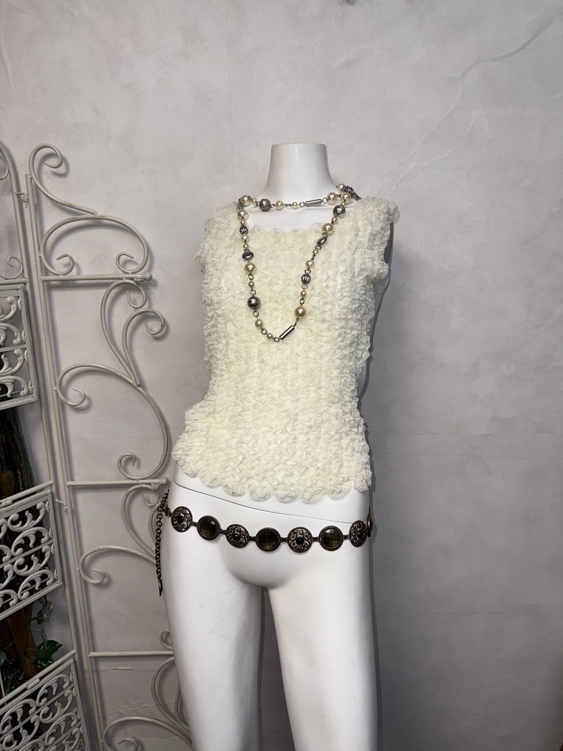 White ruffle lace sleeveless  상품이미지4