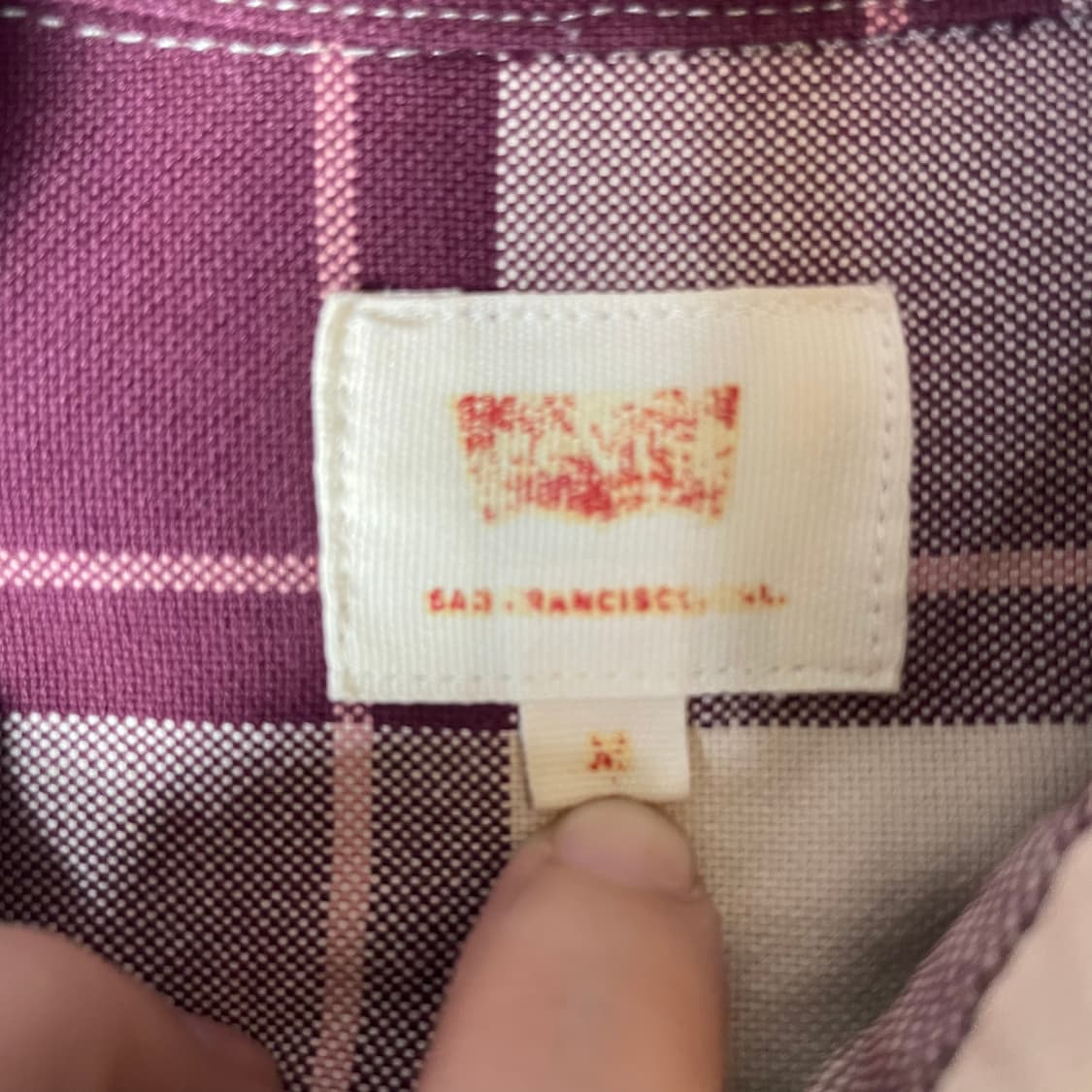 리바이스 아이보리 버건디 체크 투포켓 체크셔츠 M 상품이미지4