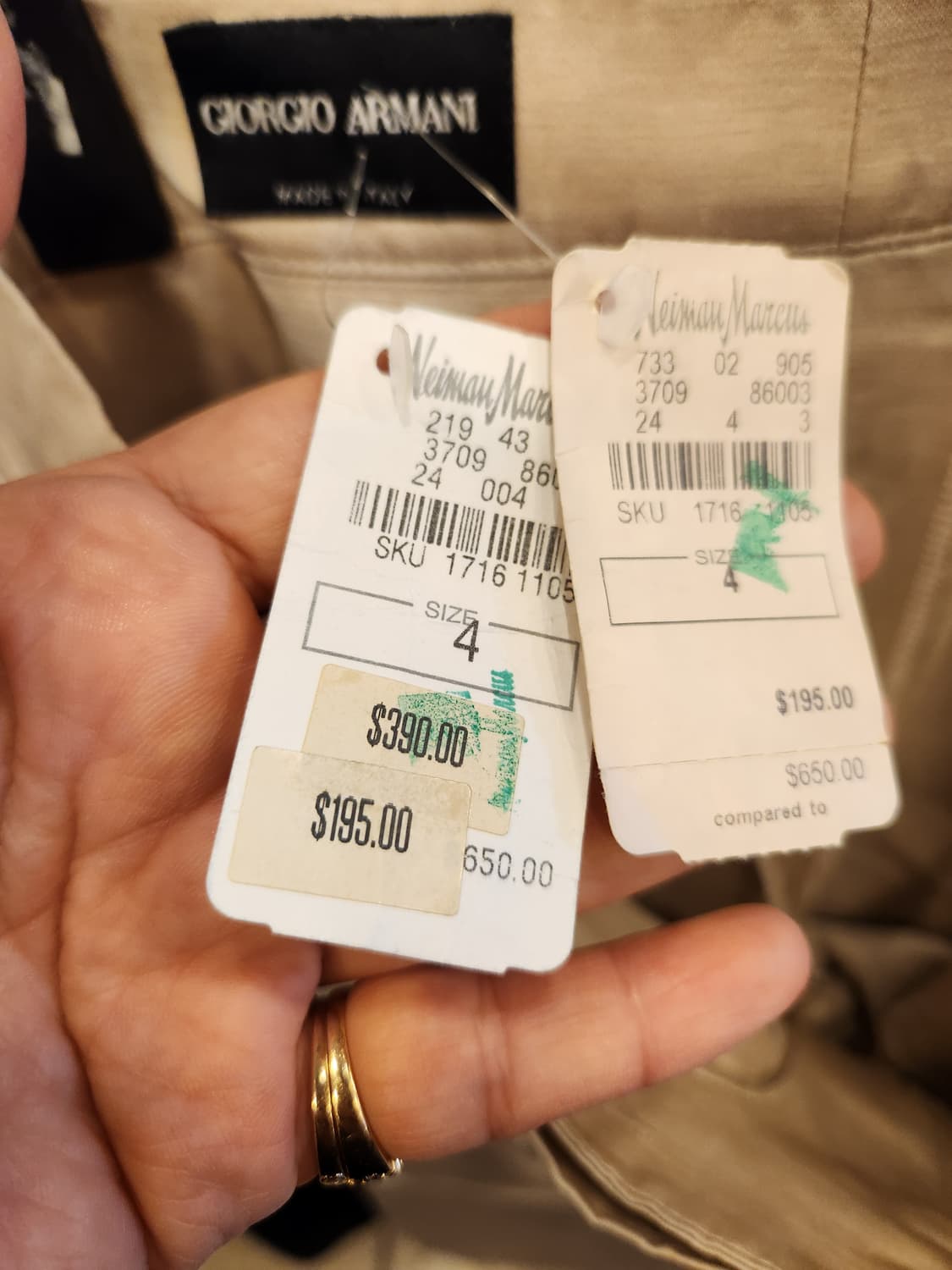 조르지오 아르마니 베이지 린넨 혼방 바지 상품이미지7